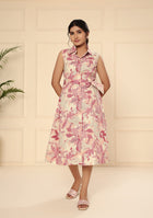 Blush Blossom Floral Print A-Line Midi Dress