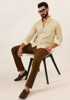 Yellow Floral Print Pure Cotton Regular Fit Casual Shirt