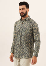 Blue Paisley Print Pure Cotton Regular Fit Casual Shirt