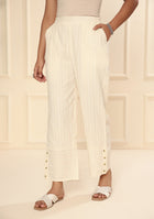 WHITE DOBBY PANT WITH LINING