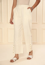 WHITE DOBBY PANT WITH LINING