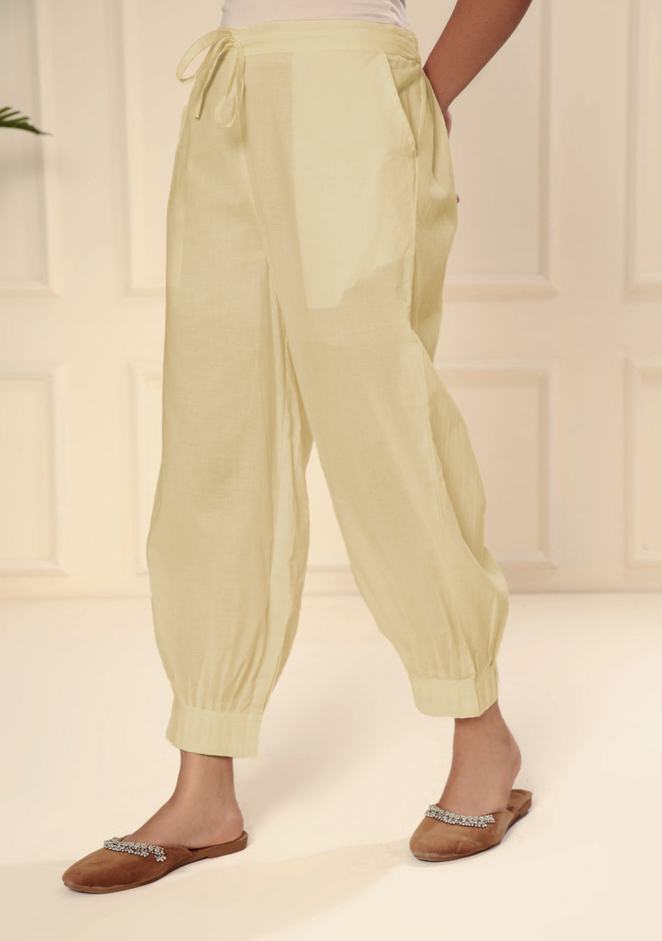 Ammanya BEIGE AFGHANI PANT WITH PINTEX