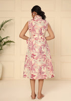 Blush Blossom Floral Print A-Line Midi Dress