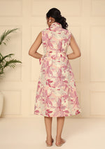 Blush Blossom Floral Print A-Line Midi Dress