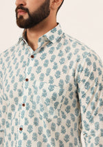 White Floral Print Pure Cotton Regular Fit Casual Shirt