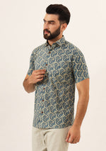 Beige Paisley Print Pure Cotton Regular Fit Casual Shirt