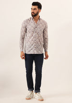 Lavender Geometric Pure Cotton Regular Fit Casual Shirt