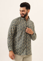 Blue Paisley Print Pure Cotton Regular Fit Casual Shirt