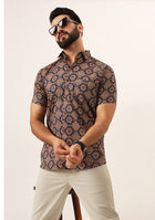 MultiColor Geometric Pure Cotton Regular Fit Casual Mem's Shirt