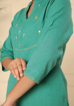 Persian Green Solid Cotton Kurta