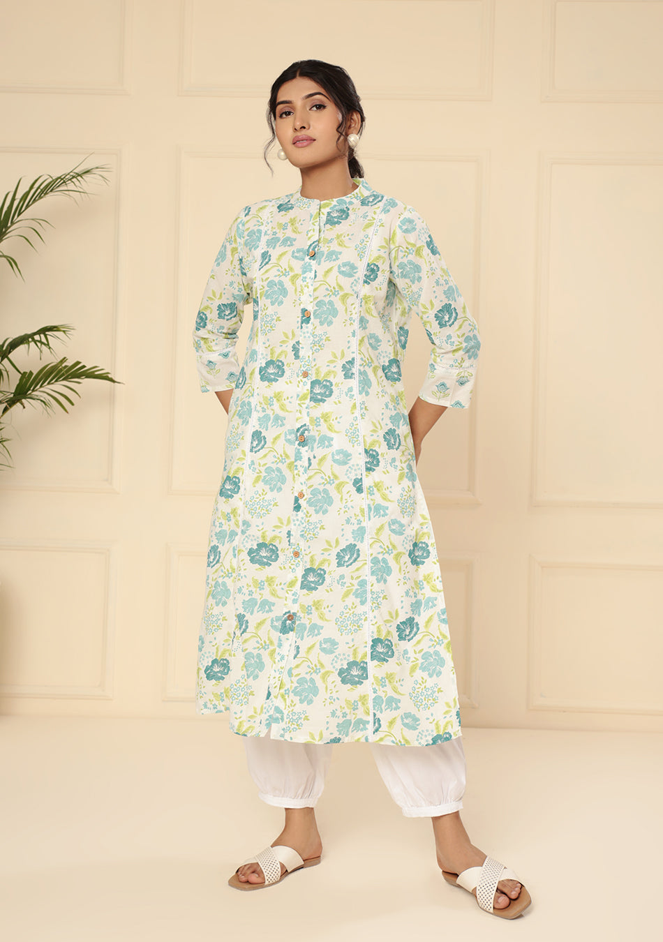 Ammanya PASTEL GREEN Floral Printed A-Line Kurta