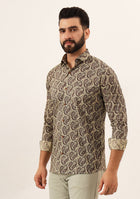Brown Paisley Print Pure Cotton Regular Fit Casual Shirt