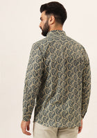 Blue Paisley Print Pure Cotton Regular Fit Casual Shirt