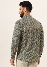 Blue Paisley Print Pure Cotton Regular Fit Casual Shirt
