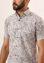 Lavender Paisley Print Pure Cotton Regular Fit Casual Shirt