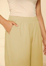 BEIGE EMBROIDERED LACE CUFF PANTS
