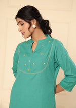 Persian Green Solid Cotton Kurta