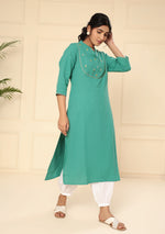 Persian Green Solid Cotton Kurta