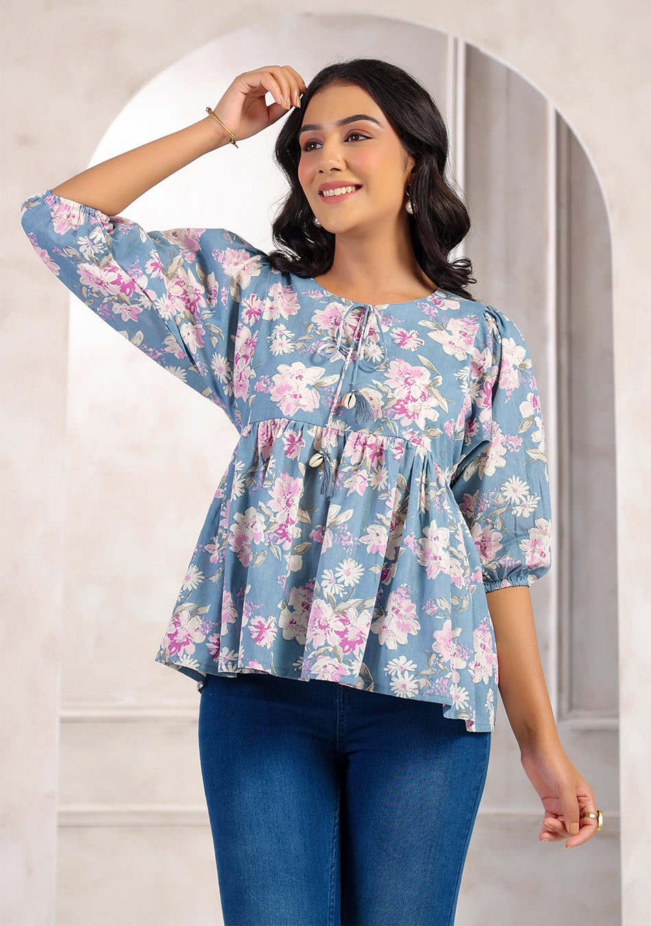Blossom String Peplum Top