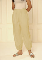 BEIGE EMBROIDERED LACE CUFF PANTS