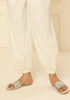 IVORY EMBROIDERED LACE CUFF PANT