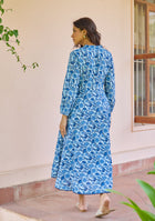 Indigo Meadow Flared Dress
