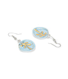 Sky Blue Palm Leaf Earrings
