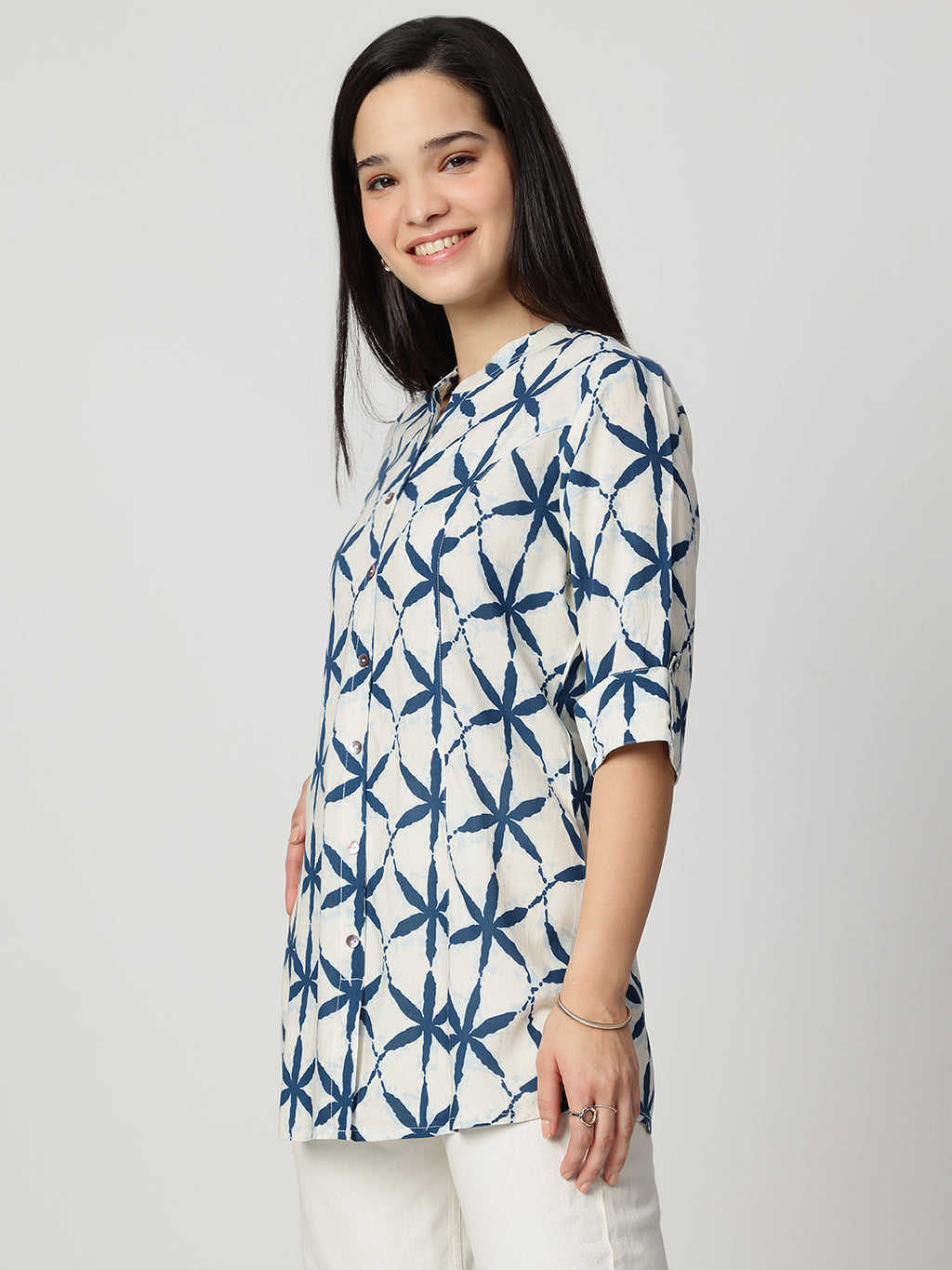 Ammanya Indigo Lattice Top