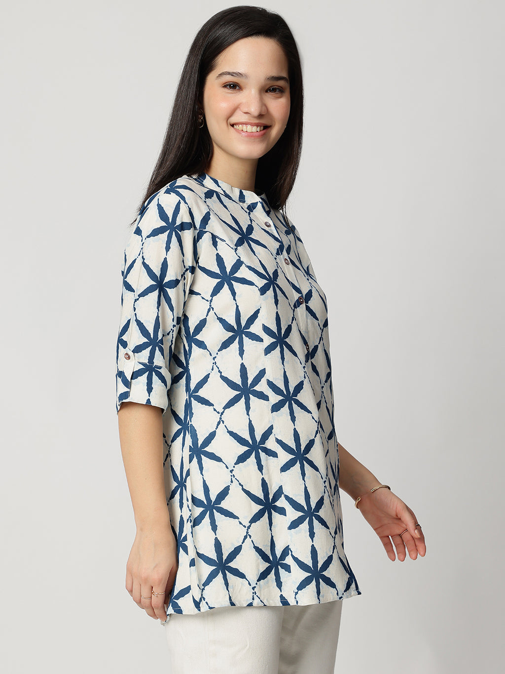 Ammanya Indigo Lattice Top
