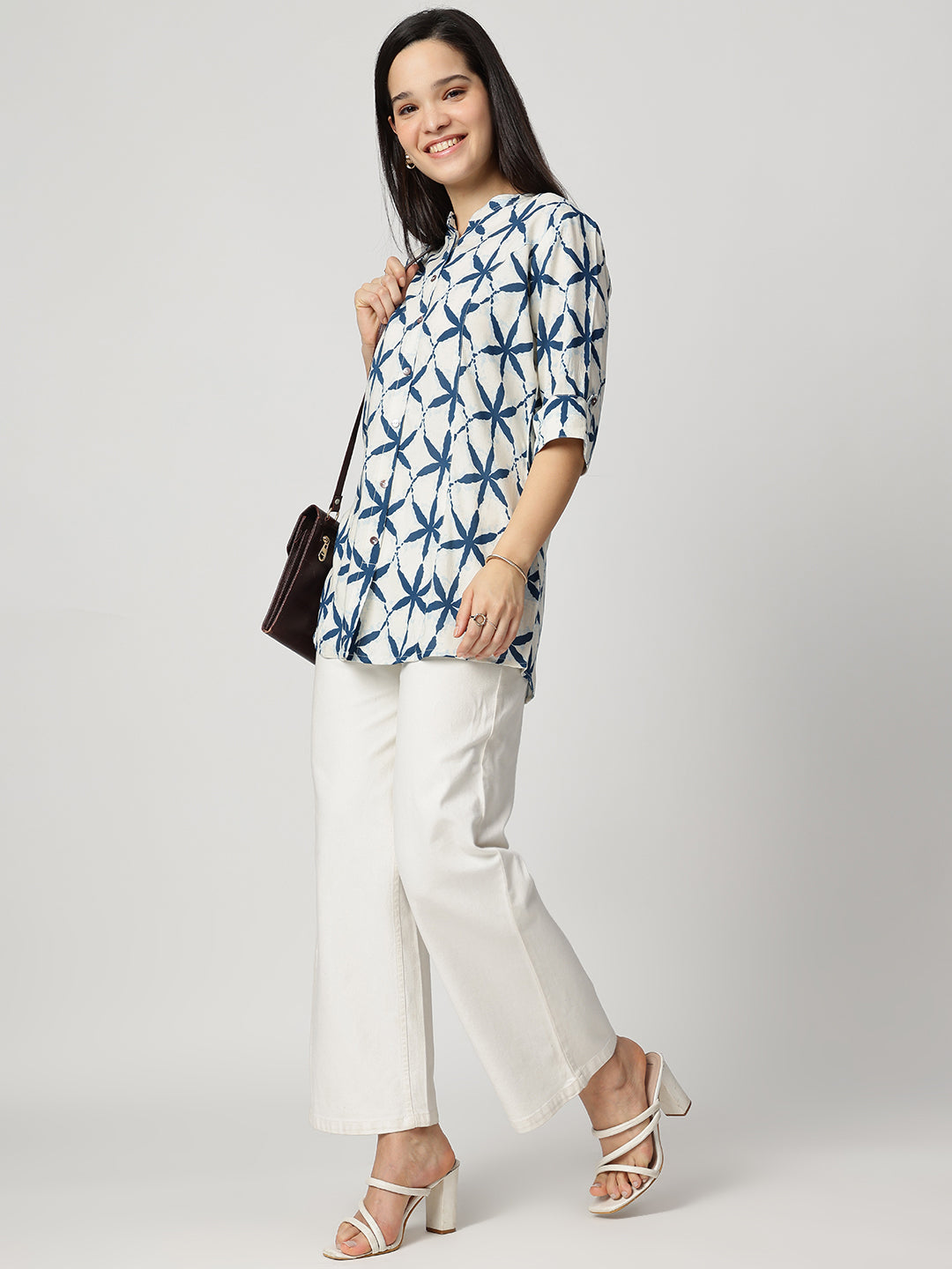 Ammanya Indigo Lattice Top