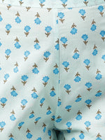 Light Blue Floral Print kurta Pant set with Dupatta