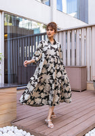 Black Botanical Tier Dress