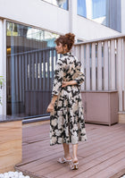 Black Botanical Tier Dress