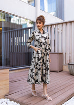Black Botanical Tier Dress