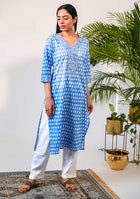 Blue Kurta with handblock