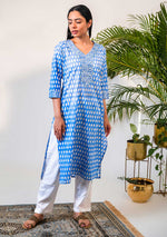 Blue Kurta with handblock