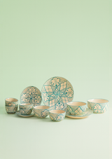 Aquamarine Mandala Dinnerset - Set of 8