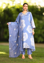 Dusty Blue Abstract print Suit Set