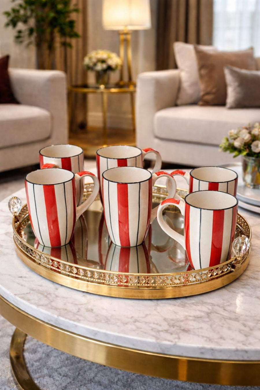 Ammanya HANDCRAFTED RED STRIPED MUG