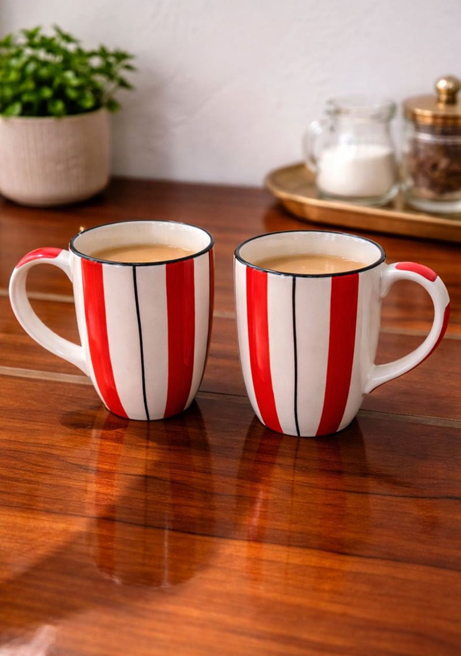 Ammanya HANDCRAFTED RED STRIPED MUG