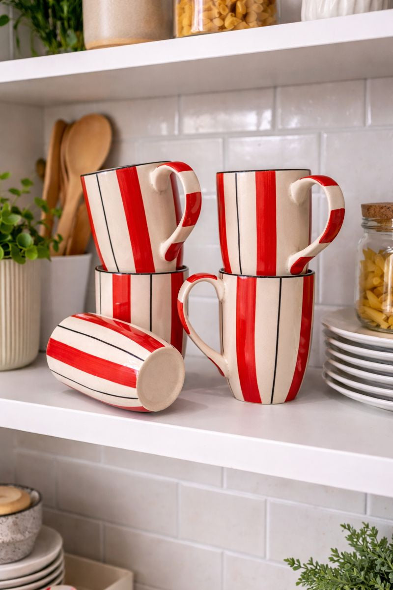 Ammanya HANDCRAFTED RED STRIPED MUG