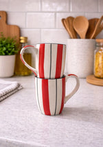 Ammanya HANDCRAFTED RED STRIPED MUG