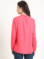 Dark Pink Solid Pintex Top