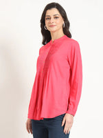 Dark Pink Solid Pintex Top