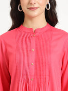 Dark Pink Solid Pintex Top