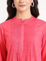 Dark Pink Solid Pintex Top