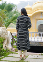 Black Cotton Classic A-Line Kurta
