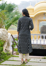 Black Cotton Classic A-Line Kurta