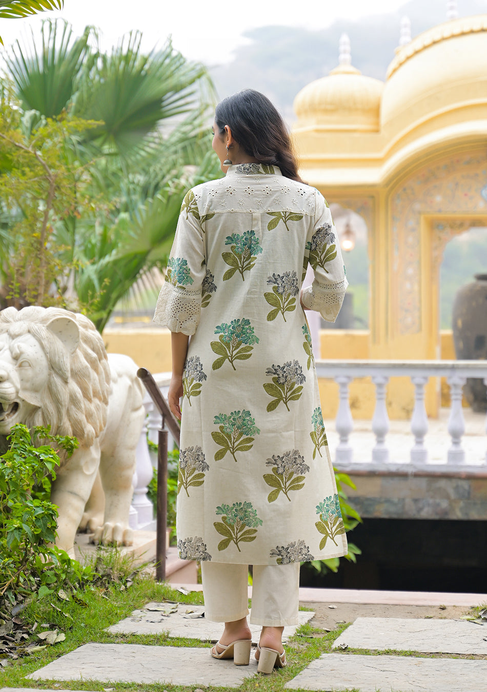 Green Floral Printed Kurta