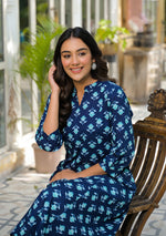 Teal Flower A-Line Kurta